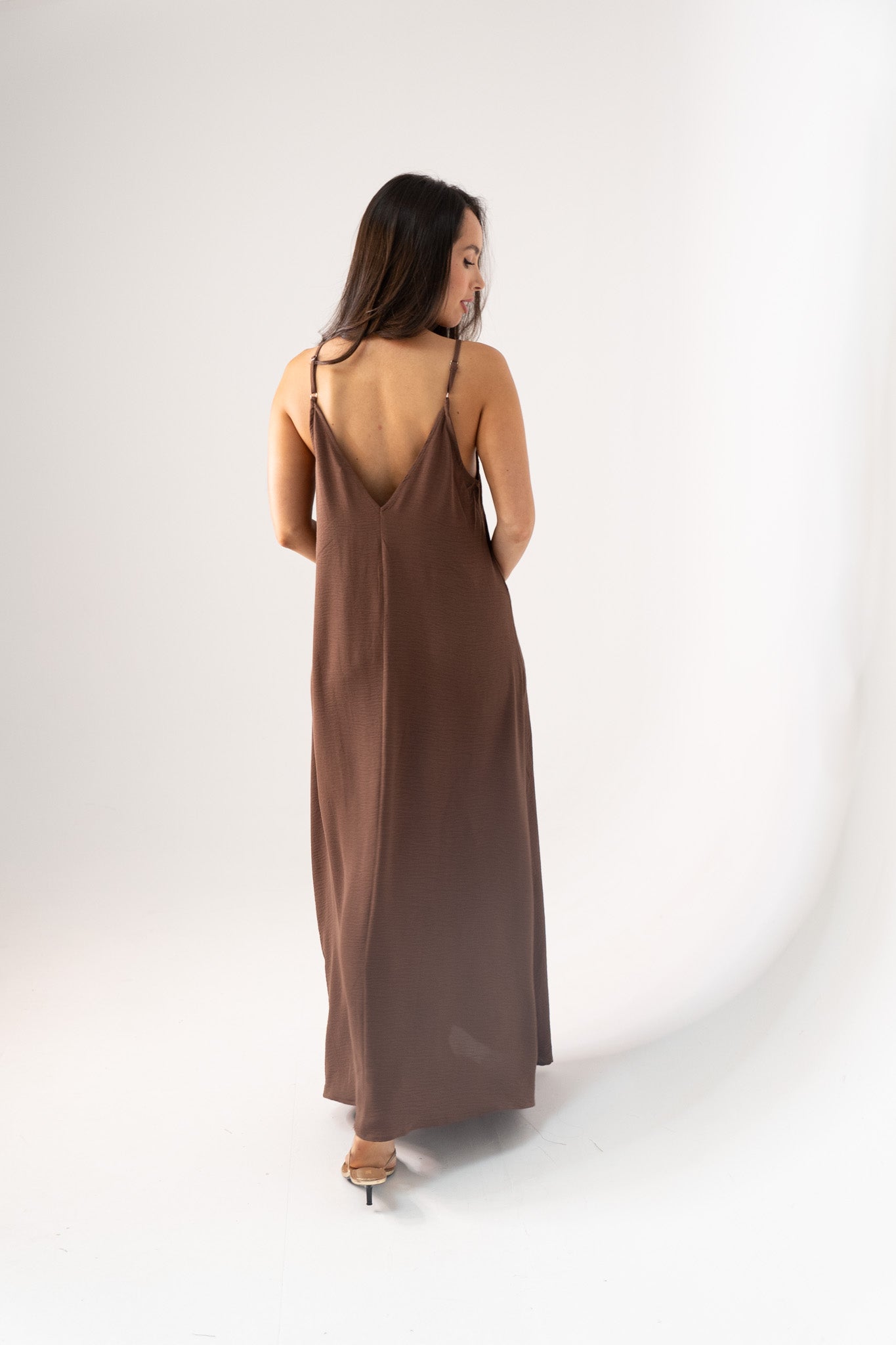 Kendra Maxi Cami Dress In Coffee