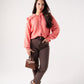 Kendra Oversize Collar Cardigan In Coral