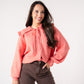 Kendra Oversize Collar Cardigan In Coral