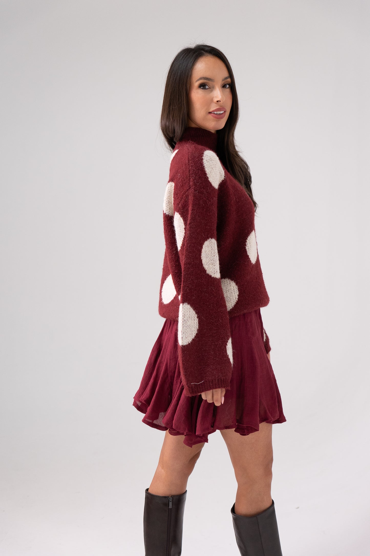 Kendra Pleated Skirt In Bordeaux