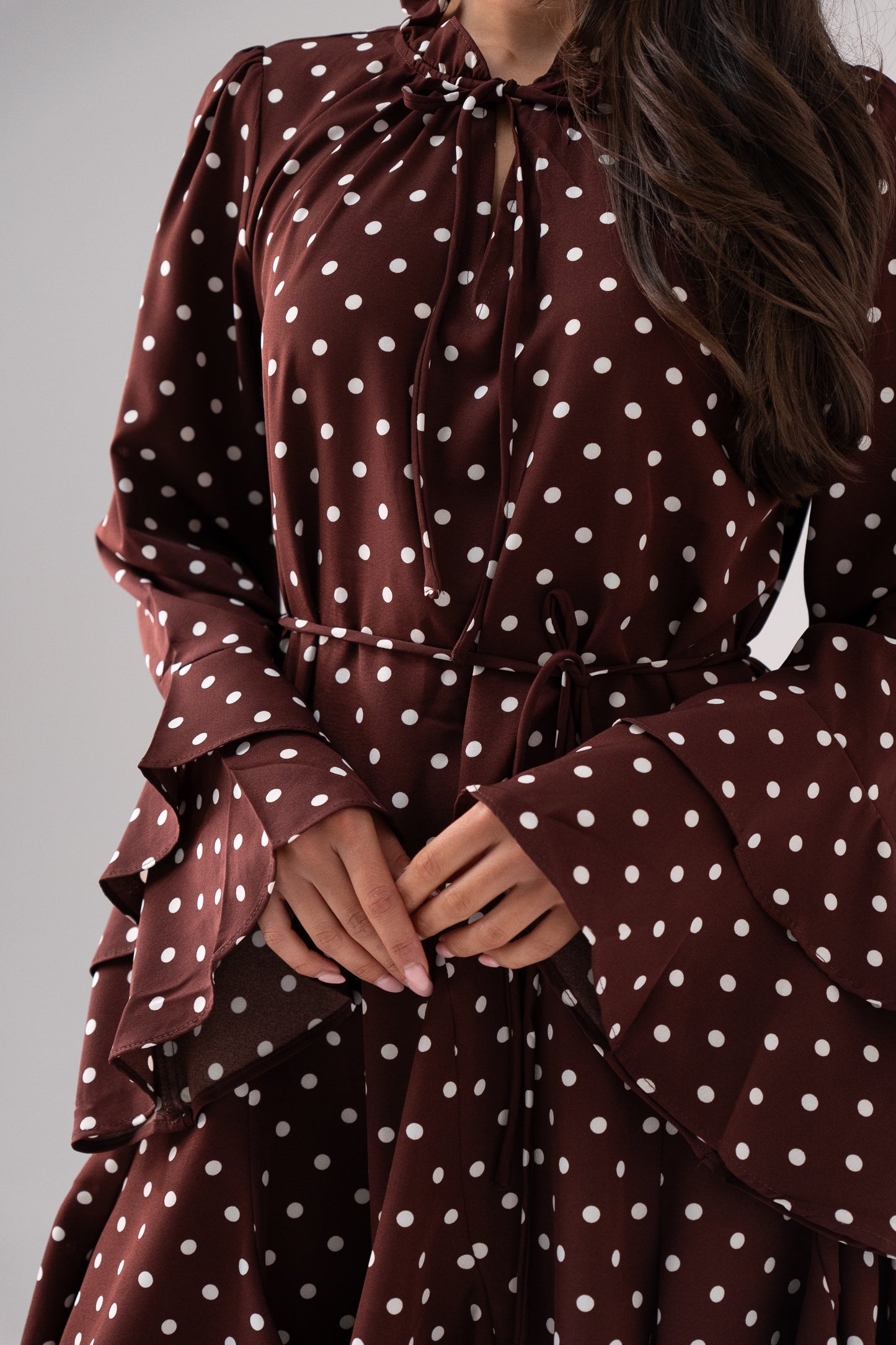 Kendra Polka Dot Dress In Chocolate