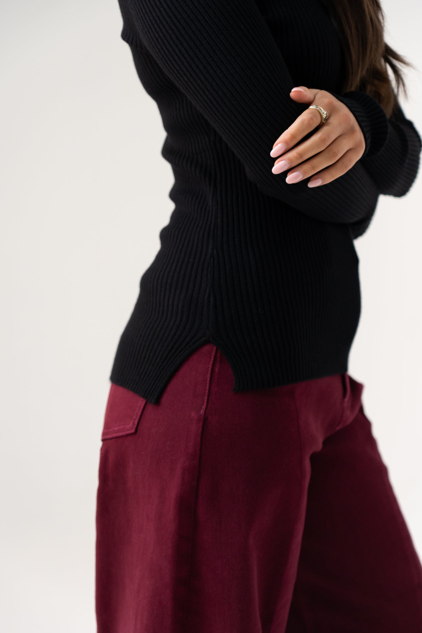 Kendra Polo Neck Top In Black