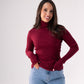 Kendra Polo Neck Top In Bordeaux