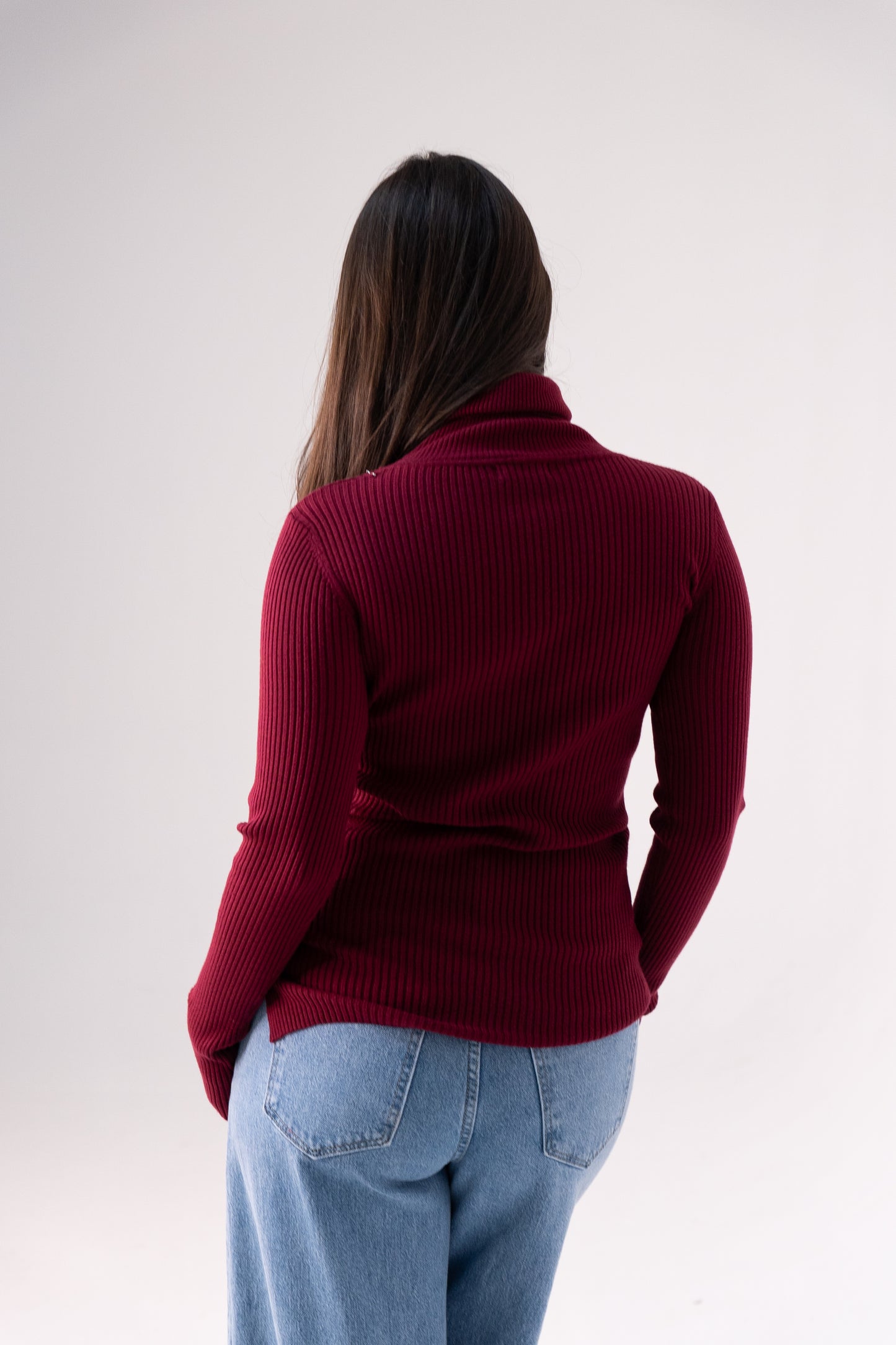 Kendra Polo Neck Top In Bordeaux