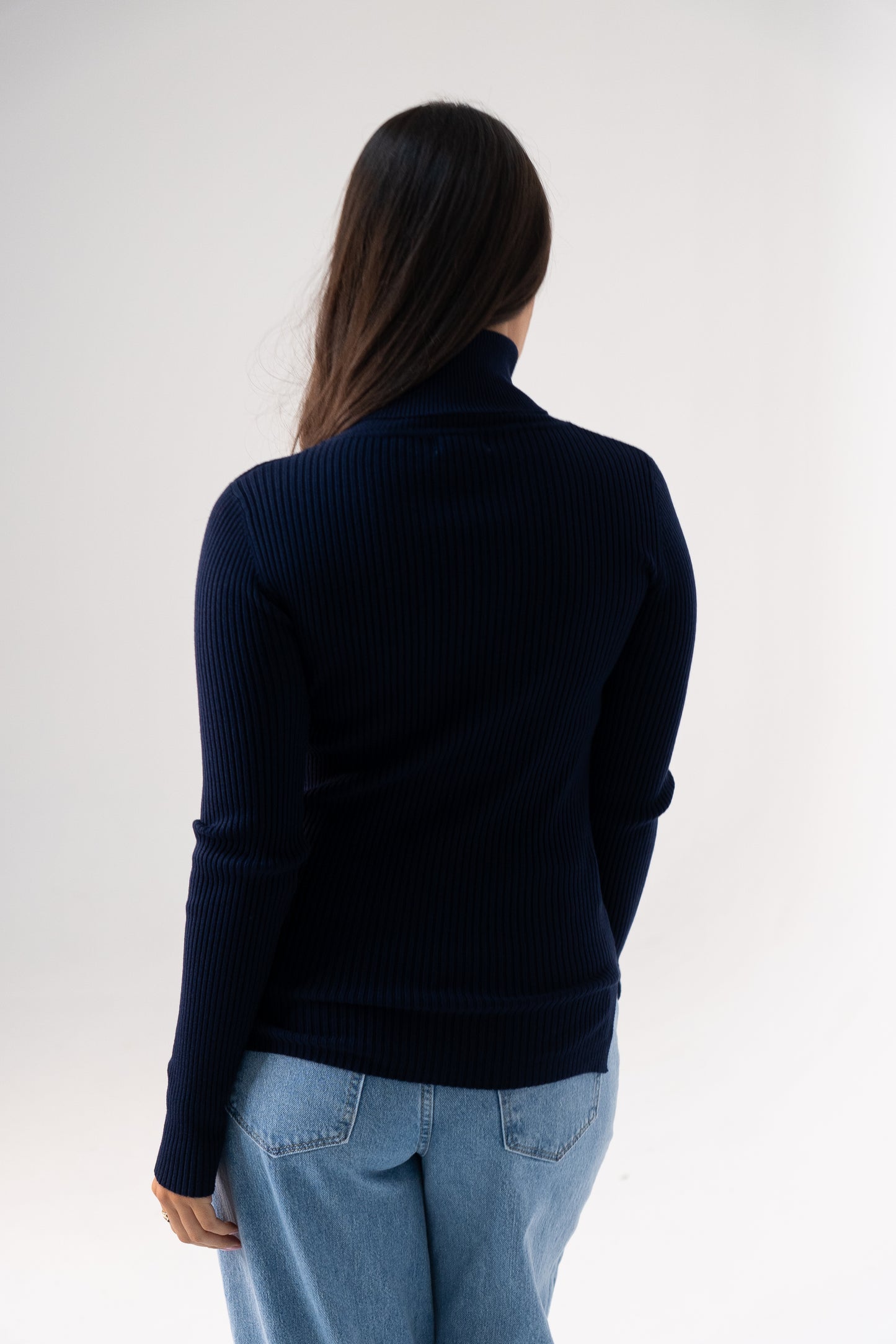 Kendra Polo Neck Top In Navy