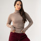 Kendra Polo Neck Top In Taupe