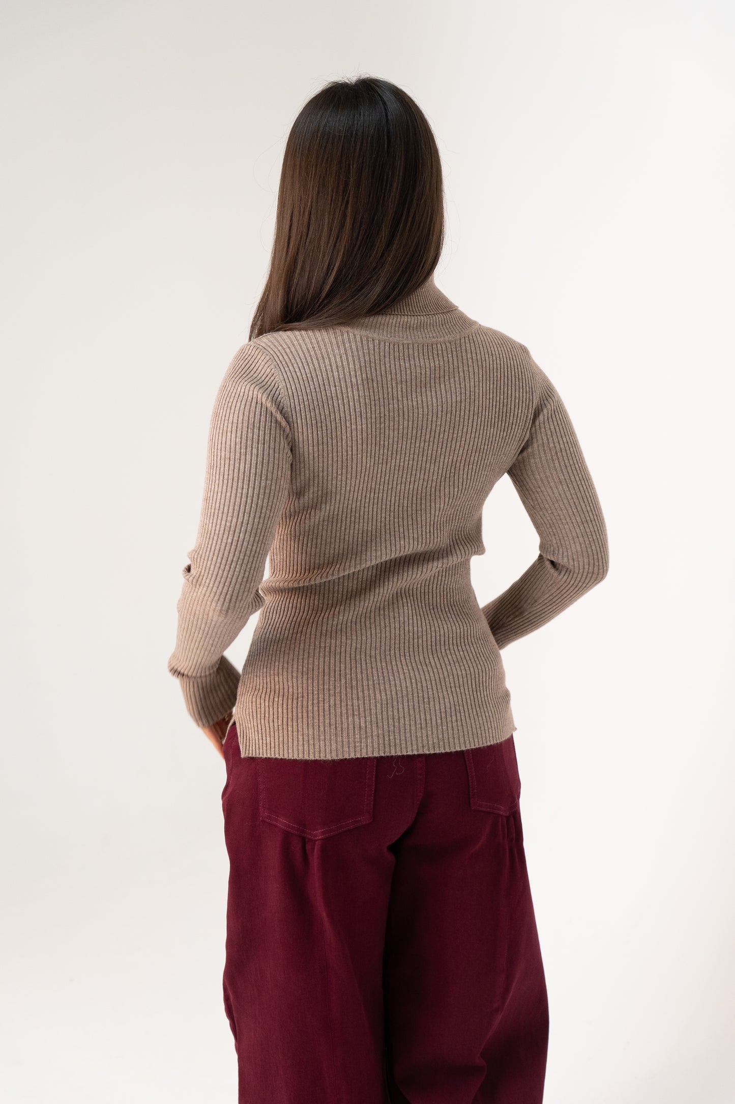 Kendra Polo Neck Top In Taupe