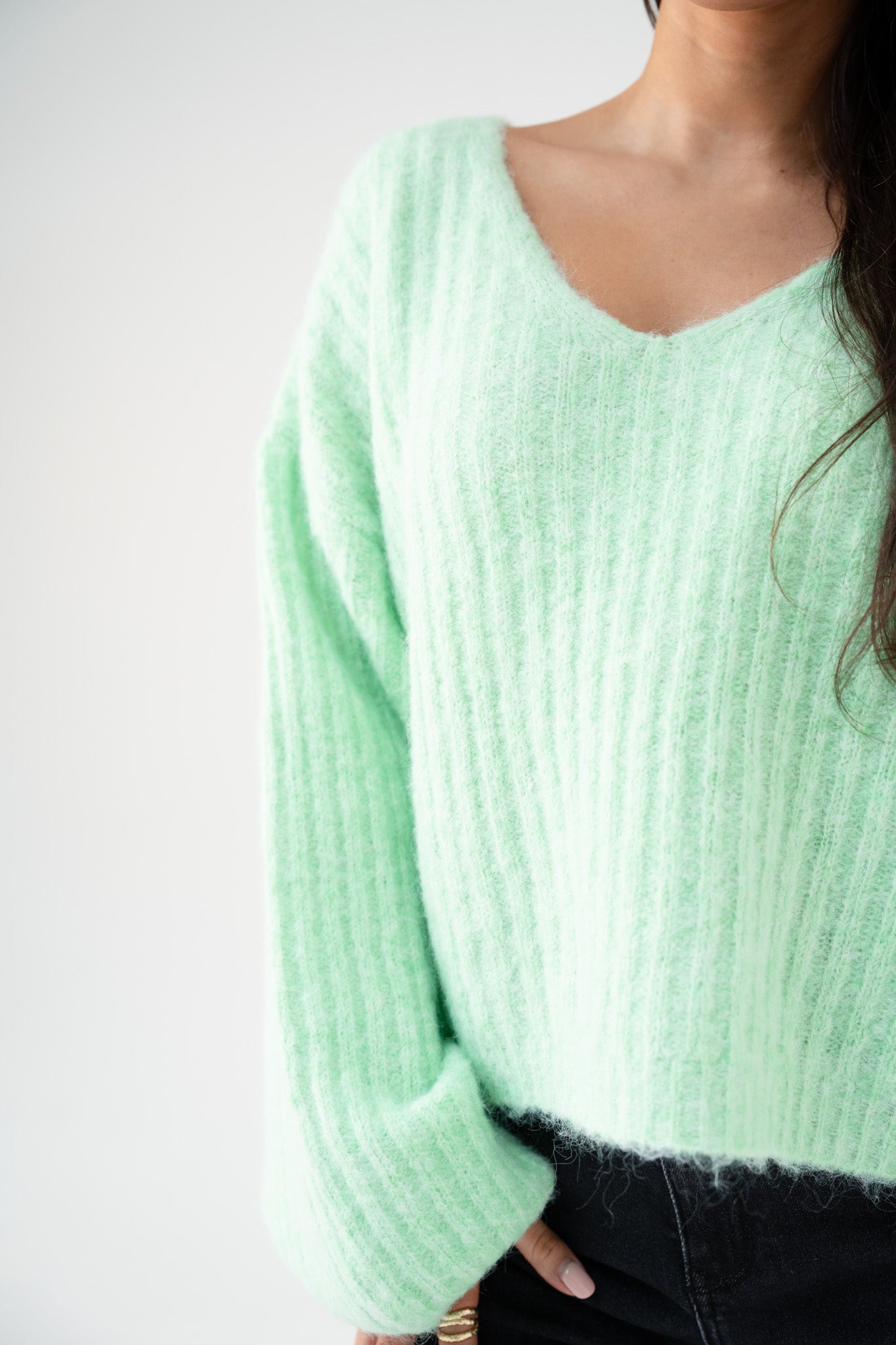 Kendra Puff Sleeve Jumper In Green