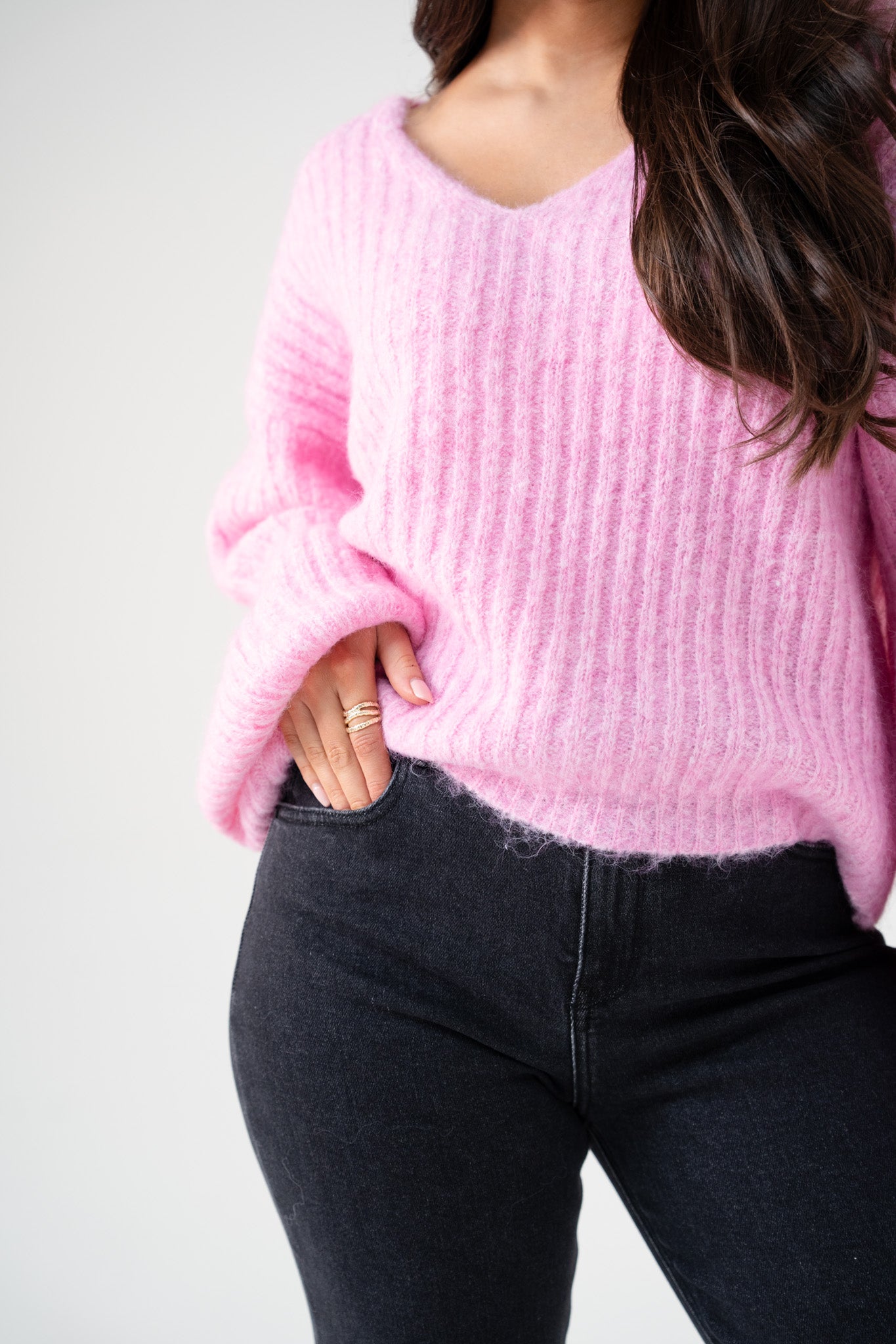 Kendra Puff Sleeve Jumper In Pink