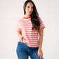 Kendra Red Stripe T-Shirt In Pink