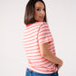 Kendra Red Stripe T-Shirt In Pink