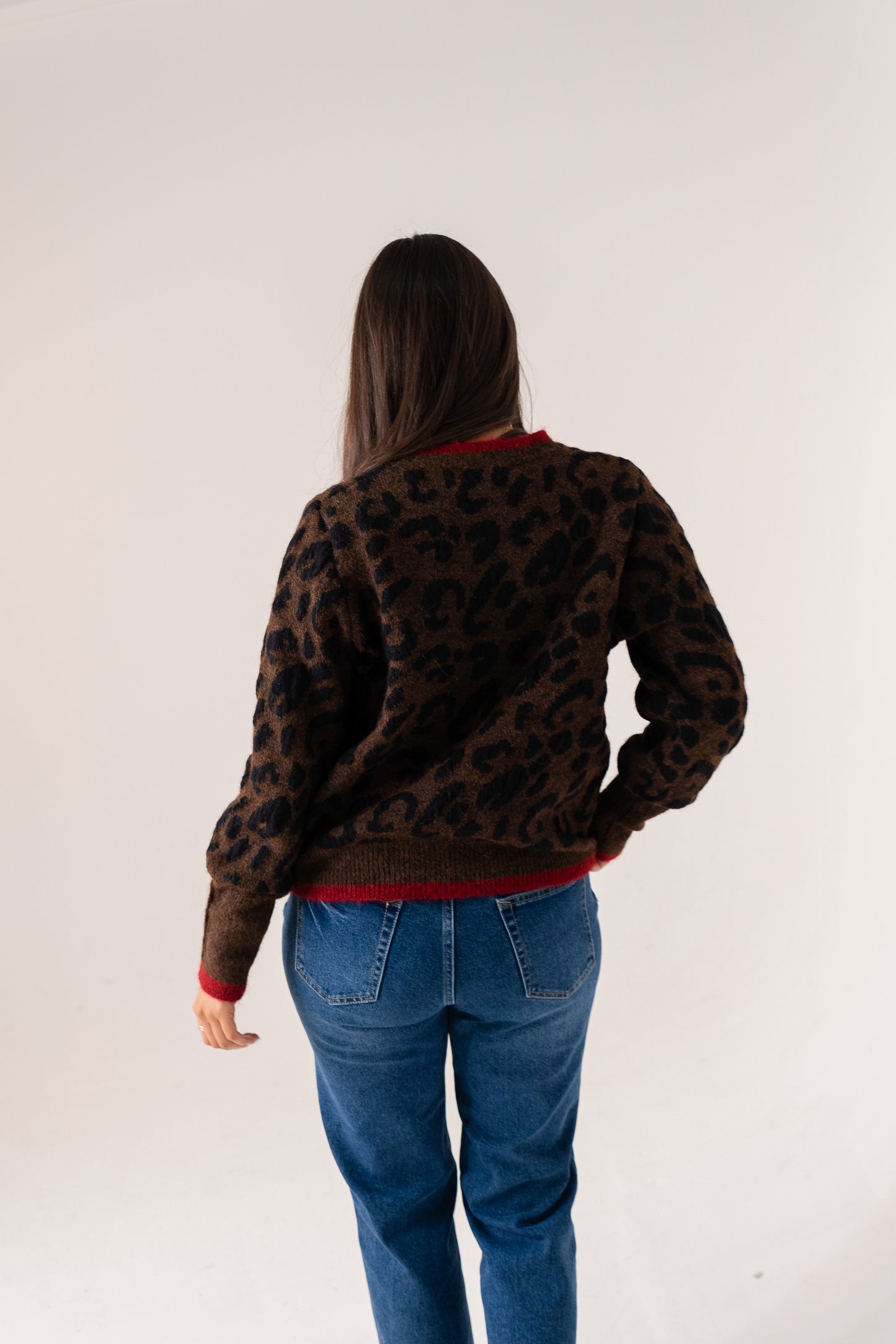 Kendra Red Trim Jumper In Leopard