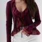 Kendra Ruffle Blouse In Bordeaux