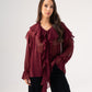 Kendra Ruffle Blouse In Burgundy
