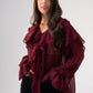 Kendra Ruffle Blouse In Burgundy