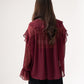 Kendra Ruffle Blouse In Burgundy