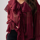 Kendra Ruffle Blouse In Burgundy