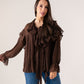 Kendra Ruffle Blouse In Coffee