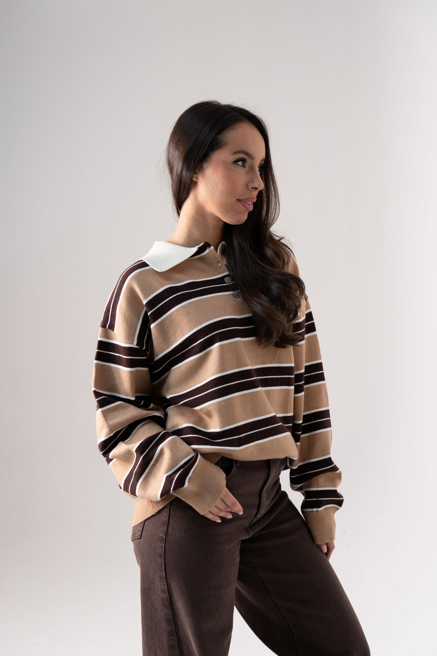 Kendra Rugby Top In Camel Mix