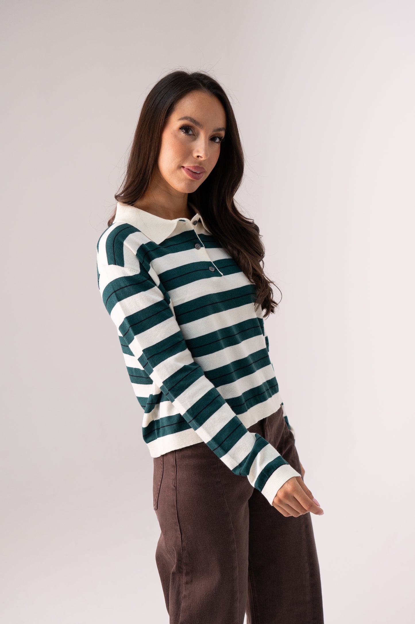 Kendra Rugby Top In Green Mix