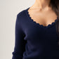 Kendra Scallop Trim Top In Navy