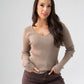 Kendra Scallop Trim Top In Taupe