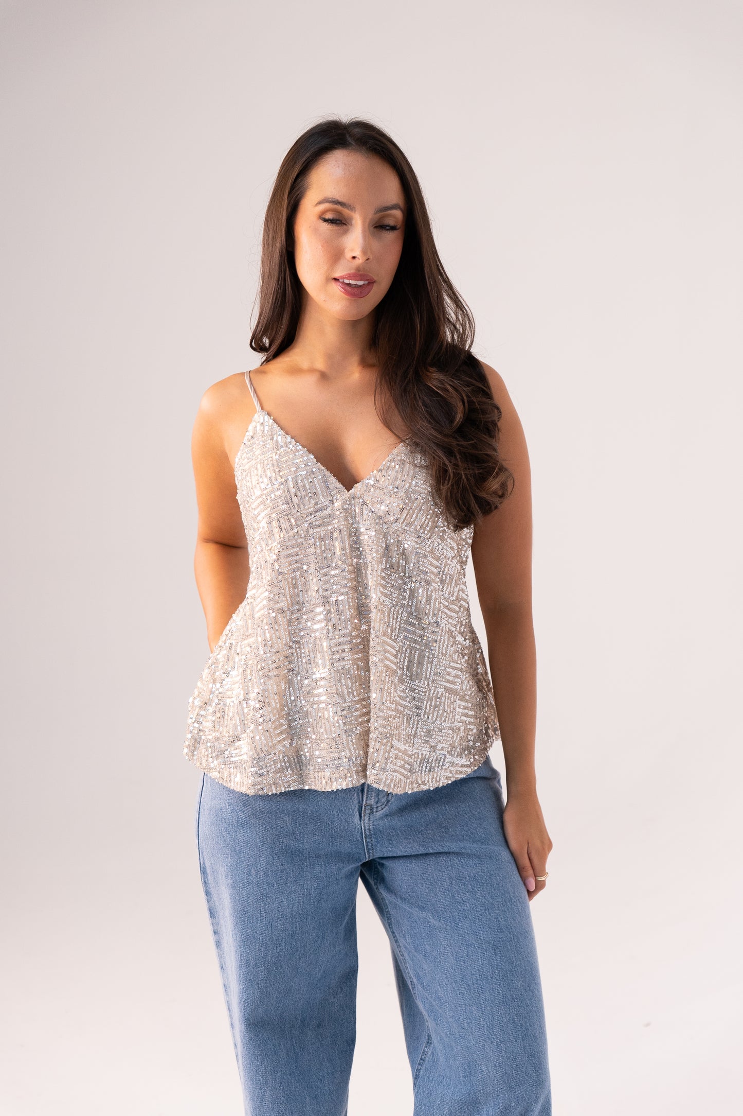 Kendra Sequin Cami In Neutral