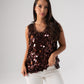 Kendra Sequin Vest Top In Coffee