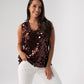 Kendra Sequin Vest Top In Coffee