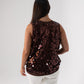 Kendra Sequin Vest Top In Coffee