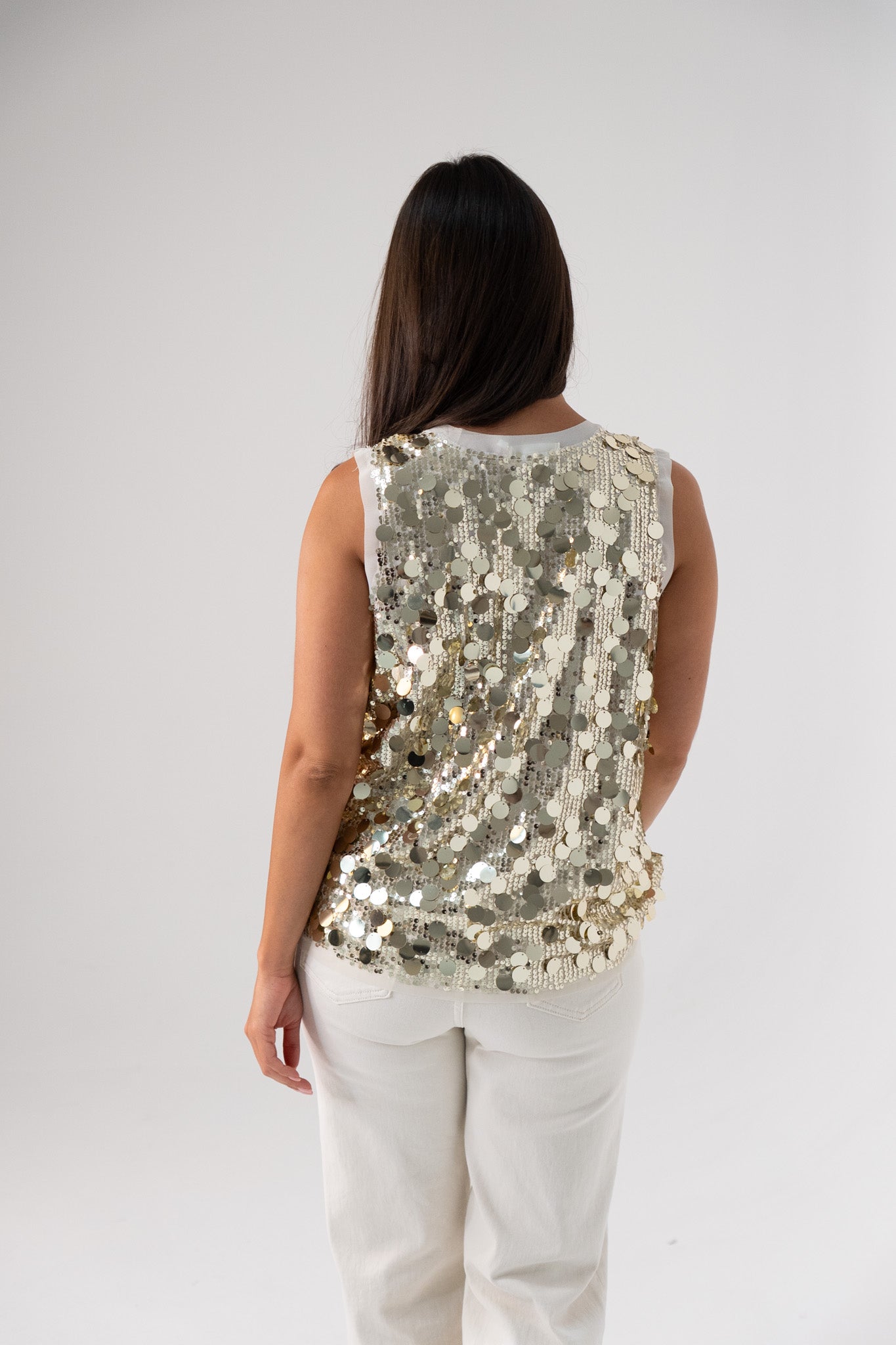Kendra Sequin Vest Top In Gold