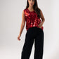 Kendra Sequin Vest Top In Red