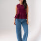 Kendra Sleeveless Peplum Top In Bordeaux
