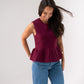 Kendra Sleeveless Peplum Top In Bordeaux