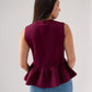 Kendra Sleeveless Peplum Top In Bordeaux