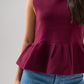 Kendra Sleeveless Peplum Top In Bordeaux