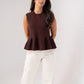 Kendra Sleeveless Peplum Top In Chocolate