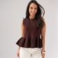 Kendra Sleeveless Peplum Top In Chocolate