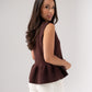 Kendra Sleeveless Peplum Top In Chocolate