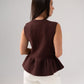 Kendra Sleeveless Peplum Top In Chocolate