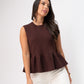 Kendra Sleeveless Peplum Top In Chocolate