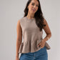 Kendra Sleeveless Peplum Top In Taupe