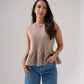 Kendra Sleeveless Peplum Top In Taupe