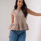 Kendra Sleeveless Peplum Top In Taupe