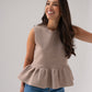 Kendra Sleeveless Peplum Top In Taupe