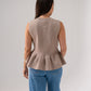 Kendra Sleeveless Peplum Top In Taupe