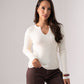 Kendra Split Neck Ribbed Jumper In Cream