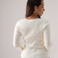 Kendra Split Neck Ribbed Jumper In Cream