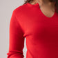 Kendra Split Neck Ribbed Jumper In Red