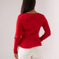 Kendra Split Neck Ribbed Jumper In Red